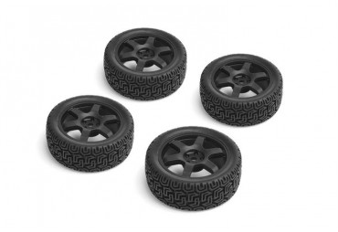 CARTEN nalepené Rally gumy 26mm na černých 6 papr. diskách, 0mm OFFset, 4 ks. (NHA485)