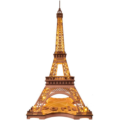 RoboTime 3D Dřevěné puzzle Rolife Noc Eiffelovy věže svítící