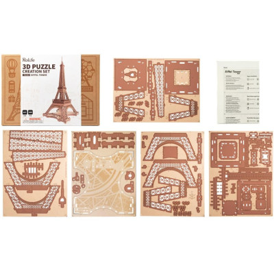 RoboTime 3D Dřevěné puzzle Rolife Noc Eiffelovy věže svítící