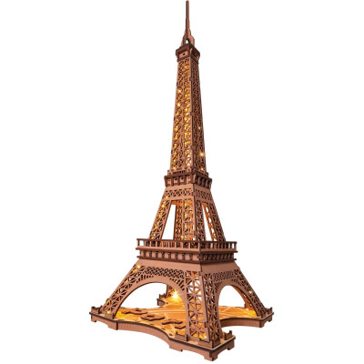 RoboTime 3D Dřevěné puzzle Rolife Noc Eiffelovy věže svítící