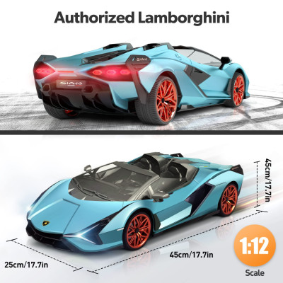 RE.EL Toys RC auto Lamborghini Sian  1:16 modrá metalíza, proporcionální RTR LED 2,4Ghz