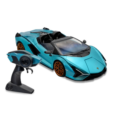 RE.EL Toys RC auto Lamborghini Sian  1:16 modrá metalíza, proporcionální RTR LED 2,4Ghz