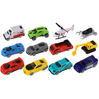 Auto kamion přepravník + dopravní prostředky plast 50cm na volný chod v krabici 51x18x10cm