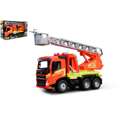 Auto hasiči s žebříkem Volvo Worxx plast 48cm 1:15 v krabici 50x30x20cm