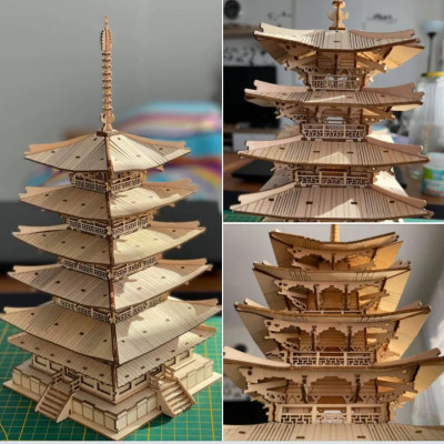 RoboTime 3D dřevěná skládačka Pětipatrová pagoda