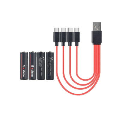 4x dobíjecí USB AA 1,5V baterie Soshine 4200mWh + USB kabel