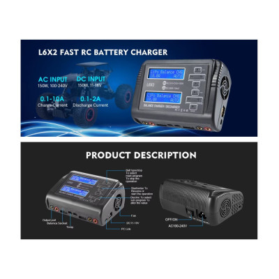 Nabíječ i vybíječ DUO L6X2 DC 240W, AC 150W -10Ax2 (balancer, vestavěný zdroj)
